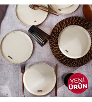Keramika Deep Collection Mottolu Pasta Tabağı 22 cm 6 Adet 22650-55 (Krem)