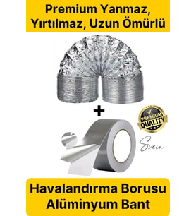 2'li Premium Yırtılmaz Yanmaz Ankastre Aspiratör Davlumbaz Havalandırma Borusu Alüminyum Folyo Bant