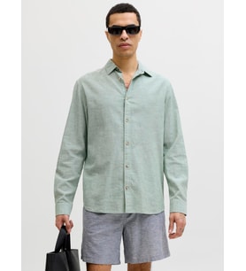 JJESUMMER LINEN BLEND SHIRT L/S SN GREEN