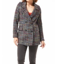 SİYAH-KIRMIZI PÖTİKARE DESENLİ KIŞLIK BLAZER CEKET