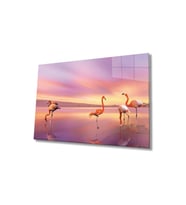Miyrem Glasses Collection -A1^#  Flamingo Hayvan Cam Tablo (Çok Renkli)