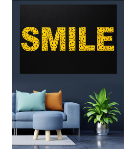 Smile Yazılı Motivasyonel Duvar Tablosu Dekoratif Kanvas - Mdf Ahşap Tablo