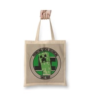 Minecraft Creeper Colored Beyaz Bez Çanta Uzun Saplı Alışveriş Çantası Plaj Çantası