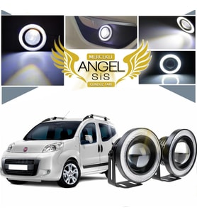 Fiat Fiorino Uyumlu, Universal Mercekli Led Angel Sis Farı, 76mm Beyaz Renk