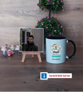 Blogger Fotoğraflı Dekoratif Taş, Kupa Bardak Beyaz Hediye (Model 11)