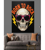 Born To Rock Kurukafa Dekoratif Kanvas - Mdf Ahşap Tablo