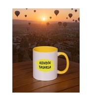 Kendin tasarla bardak - Kişiye özel bardak (Sarı)