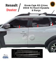 Renault Duster 2024 Ve Üzeri Model İçin Krom Cam Alt Çıtası 6 Parça Paslanmaz Çelik (Gümüş)