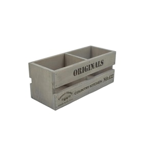 Ahşap Country House Mutfak Banyo Organizer 30cm x 12cm Genişlik - 12cm Yükseklik Gri Transparan