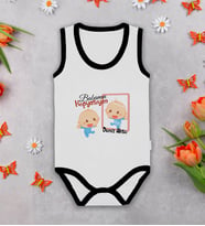 BK Kids Kişiye Özel Babamın Kopyasıyım Siyah Biyeli Askılı Sıfır Kol Bebek Body Zıbın, Yeni Doğan Bebek Hediyesi