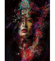 Boyalar İçindeki Kadın Sayılarla Boyama Seti 40x50 cm (Tuvale Gerili)