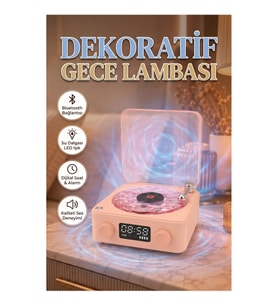 Bluetooth Hoparlörlü Dijital Saatli Su Dalgası LED Gece Lambası Şeffaf Dekoratif Hoparlör