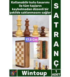 #Satranç Manyetik Seyahat Tipi Mini Mıknatıs Taşlı Ahşap Katlanabilir Kutulu Satranç Oyunu 17.5 Cm