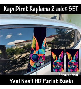 gözlüklü artist tavşan folyo folyo - 2kapı için 2adet sticker kaplama - tuning modifiye