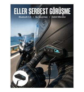 Mey İthalat® Kask Kulaklığı Motosiklet Intercom Interkom Dinleme Konuşma Özellikli Su Geçirmez