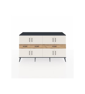 Kronos Konsol 5 Raflı 3 Çekmeceli 8 Kapaklı 176x59x99 Antrasit-Aytaşı/Çam