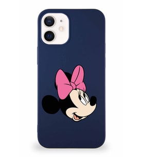 Apple iPhone 12 Soft Premier Kapak Minnie Mouse-A Tasarımlı Silikon Kılıf - Lacivert (Şeffaf)