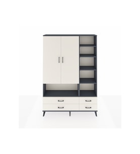 Arges Dolap 10 Raflı 4 Çekmeceli 2 Kapaklı 132x30x195 Antrasit-Aytaşı/Aytaşı