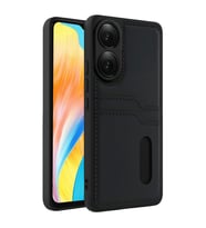 Oppo A38 Sara Kartvizitli Deri Kılıf - Siyah