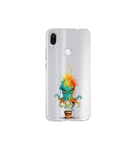 Redmi Note 7 ile uyumlu Splash ahtapot tasarımlı şeffaf silikon kılıf