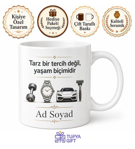 Erkek Yaşam Tarzı Dergisi Temalı Kupa Fitness Moda Otomobil Hediye Bardak