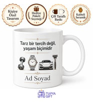Erkek Yaşam Tarzı Dergisi Temalı Kupa Fitness Moda Otomobil Hediye Bardak