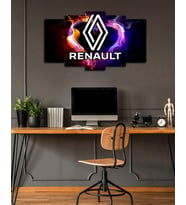 Renault Logo - 5 Parçalı Araba Tablo