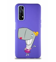Realme 7 Soft Premier Kapak Pearl Yengeç Tasarımlı Silikon Kılıf - Mor (Şeffaf)