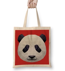 Geometric Animal Panda Bez Çanta Uzun Saplı