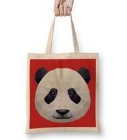Geometric Animal Panda Bez Çanta Uzun Saplı
