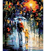 Baba Ve Çocuk Sayılarla Boyama Seti 60x75 cm (Tuvale Gerili)