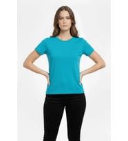 T-Shirt Bisiklet Yaka Slim Fit Likralı Tişört Günlük Basic Body - Turkuvaz
