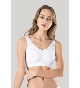 Giyim Kadın Beyaz Kalın Askılı Çıkarılabilir Pedli Örme Seamless Dikişsiz Basic Büstiyer