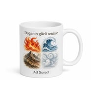 İsimli Dört Element Temalı Kupa Seti Özel Baskılı Porselen Bardak Hediye