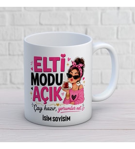 Kişiye Özel Elti Tasarımlı Elti Modu Açık Yazılı İsimli Seramik Kupa Bardak