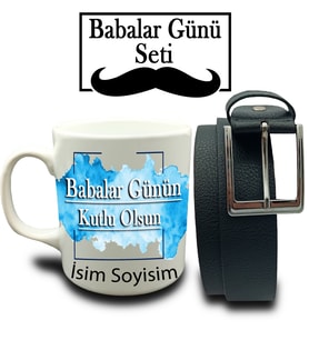 Babalar Gününe Kişiye Özel Kupa & Kemer Hediye Seti