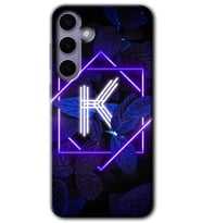 Galaxy S24 Kılıf HD Desen Baskılı Kılıf - Dark Neon Yaprak K Harfi