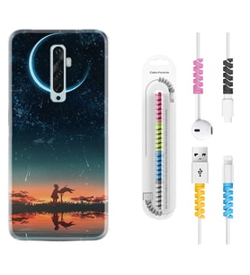 Oppo Reno 2Z 4 Lite 4 Pro 5 6 7 A31 Kılıf Kablo Koruma Spiral Silikon Ay ve Kız 1720