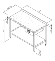 Çalışma Tezgahı Mermer Tablalı Taban Raflı Tek Çekim 140x70 Cm