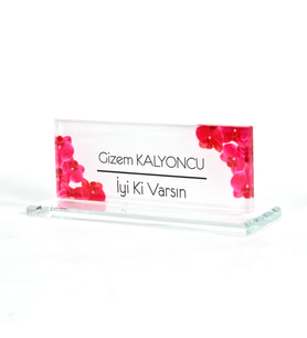 3D MODERN GÖRÜNÜMLÜ ŞEFFAF KARTVİZİTLİ SANAT MASA İSİMLİĞİ