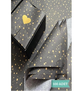 Gold Yıldız Desenli Pelur Kağıdı /Siyah Pelur 50x70 cm 100 adet-GYPSYH100