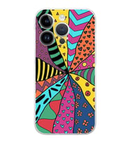 PrintiFy iPhone 14 Pro Max ile Uyumlu Retro Color 4  Kamera Korumalı Şeffaf  Kılıf