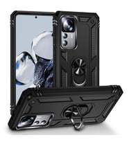 Xiaomi Mi 12T Pro Kılıf Zore Vega Yüzüklü Standlı Zırh Kılıf (Siyah)