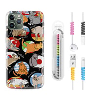 Apple iPhone 11 12 13 14 Pro Max Kılıf Kablo Koruma Spiral Silikon Miyavlamalar 1793