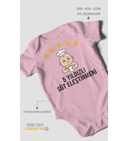5 Yıldızlı Süt Eleştirmeni Baskılı Bebek Zıbını – Çıtçıtlı Body 8 Renk  %100 Pamuk Kısa Kol (Koyu Pembe)