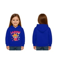 Unisex Baskılı Çocuk Swaetshirt Labubu Baskılı Kapüşonlu 3 İplik Şardonlu (SAKS MAVI)