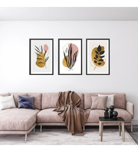 3'lü Gold Botanik Desen Foreks Tablo