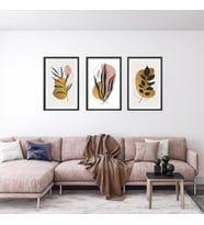 3'lü Gold Botanik Desen Foreks Tablo