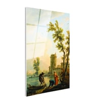 Tamperli Gerçek Cam Tablo C.J. Vernet Balıkçılar Kıyı Kulesi Deniz Kenarı Ressam Tablosu Dekoru
