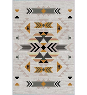 Eliana Home Baskılı, Yıkanabilir Kaymaz Taban Salon Halısı LNA0209-SD1103 100x150 cm (Krem)